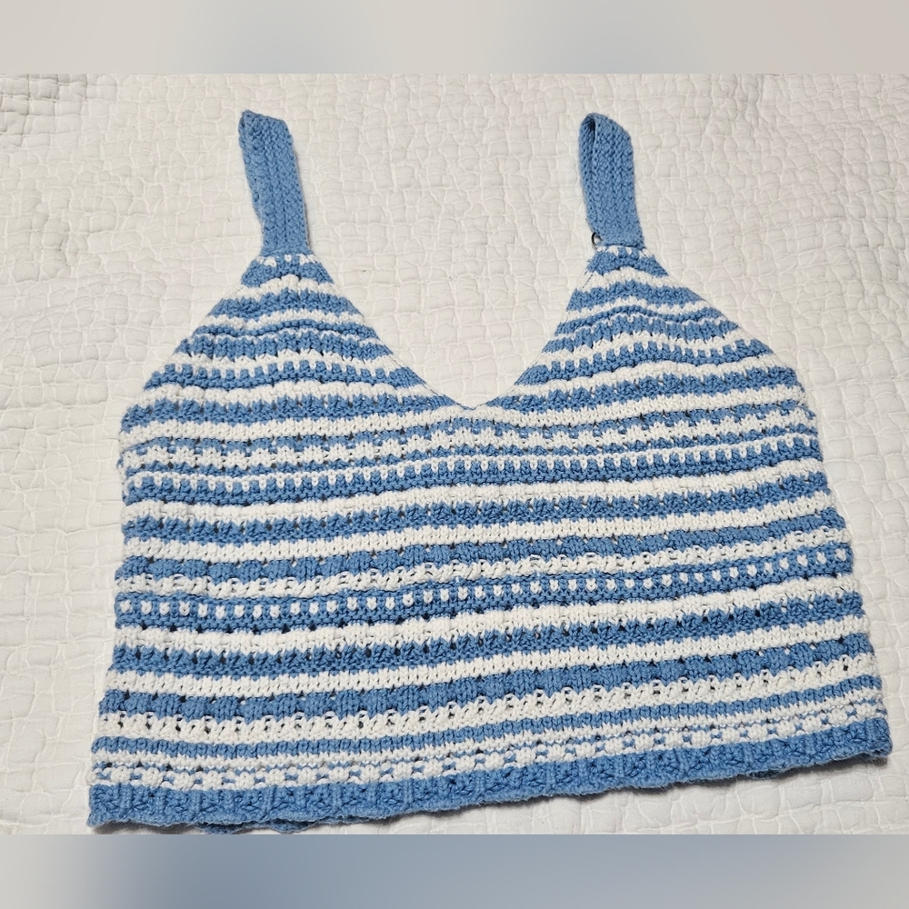 Hollister Blue and White Striped Knit Top